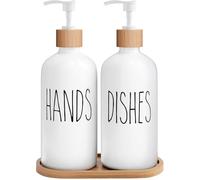 distributore di sapone Il Set Di Dispenser Sapone Contiene Un For Le Mani E For I Piatti, Adatto All'arredamento Della Cucina contenitore per sapone per le mani(Hd White+Tray)