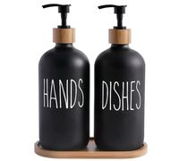 distributore di sapone Il Set Di Dispenser Sapone Contiene Un For Le Mani E For I Piatti, Adatto All'arredamento Della Cucina contenitore per sapone per le mani(Hd Black+Tray)