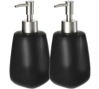 Distributore di sapone KADAX con pompa, in ceramica, dispenser, nero, 2 pezzi