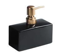 Distributore di sapone moderno con pompa dorata opaca per bagno, dispenser per lozione rettangolare in ceramica da 382,7 ml, dispenser di sapone per piatti ricaricabile (nero)