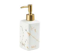 Distributore di sapone per le mani, Dispenser di sapone in marmo for bagno cucina, dispenser in ceramica manuale, dorato, for lozioni ricaricabile-Khaki-320ml/11.3oz(White)