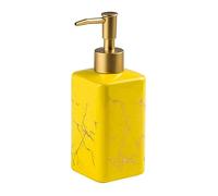 Distributore di sapone per le mani, Dispenser di sapone in marmo for bagno cucina, dispenser in ceramica manuale, dorato, for lozioni ricaricabile-Khaki-320ml/11.3oz(Yellow)