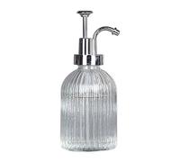 Distributore di sapone per le mani, Dispenser di sapone in vetro premium, dispenser liquido ricaricabile, bottiglia a mano antiscivolo for decorazioni da toletta-trasparente-liscio(Vertical bar)