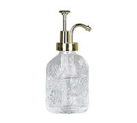 Distributore di sapone per le mani, Dispenser di sapone in vetro premium, dispenser liquido ricaricabile, bottiglia a mano antiscivolo for decorazioni da toletta-trasparente-liscio(Leaves)