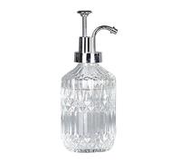 Distributore di sapone per le mani, Dispenser di sapone in vetro premium, dispenser liquido ricaricabile, bottiglia a mano antiscivolo for decorazioni da toletta-trasparente-liscio(Diamond pattern)