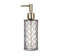 Distributore di sapone per le mani, Dispenser di sapone liquido retrò in vetro trasparente nordico, dispenser ricaricabile, bottiglia cilindrica in premium for bagno cucina-grigio-280ml/10oz(Gray)