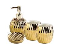 Distributore di sapone per le mani, /Set di accessori da bagno in ceramica, set completo, arredamento moderno, organizer Accesorios Para Baños-gold-4(Gold,4 set)