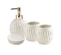 Distributore di sapone per le mani, /Set di accessori da bagno in ceramica, set completo, arredamento moderno, organizer Accesorios Para Baños-gold-4(White,4 set)