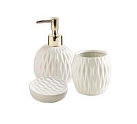 Distributore di sapone per le mani, /Set di accessori da bagno in ceramica, set completo, arredamento moderno, organizer Accesorios Para Baños-gold-4(White,3 set)