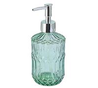 Distributore di sapone verde, distributore di sapone in vetro ricaricabile da 400 ml con pompa e base non slittata, perfetta per il bagno, la cucina.