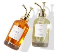 Distributore di Sciroppo Molimoli per Bar, Bottiglia di Sciroppo in Vetro con Pompa, 16,9 oz 500 ml, Set di 2, Distributore con Pompa Dorata Migliorata