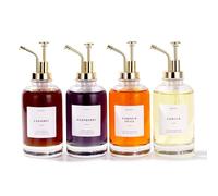 Distributore di Sciroppo Molimoli per Bar, Bottiglia di Sciroppo in Vetro con Pompa, 16,9 oz 500 ml, Set di 4, Distributore con Pompa Dorata Migliorata