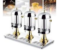 Distributore di succhi da 24 l, in acciaio inox, con tre teste, per uso commerciale, ideale per colazione, buffet, bar e hotel