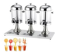 Distributore di succo con rubinetto e camera del ghiaccio, 24 l, torre self-service per bevande per cocktail e acqua, in acciaio inox, mantiene le bevande fredde