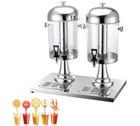 Distributore di succo con rubinetto e camera del ghiaccio, 24 l, torre self-service per bevande per cocktail e acqua, in acciaio inox, mantiene le bevande fredde