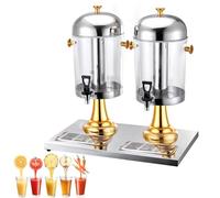 Distributore di succo con rubinetto e camera del ghiaccio, 24 l, torre self-service per bevande per cocktail e acqua, in acciaio inox, mantiene le bevande fredde