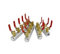 Distributore divisore for collettore pneumatico in alluminio con filettatura femmina 1/4 "1/2" BSP di tipo largo 30x30mm con valvole a sfera(6 Ways 8 Ports)