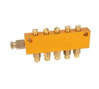 Distributore d'olio regolabile in ottone Blocco collettore valore distributore pistone olio lubrificante regolabile in alluminio 2/3/4/5/6/7/8/10 vie 6 mm ingresso 4 mm uscita(5 Ways)