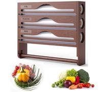 Distributore e taglierina per fogli di alluminio, distributore di pellicola 5 in 1 con taglierina, organizer in bambù da parete per rotoli da 12'', pellicola trasparente e soluzione per la c