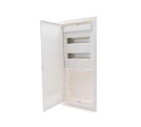 Intratec distributore multimediale e quadro di sicurezza combinato a incasso, IP30, 717x346x92 mm, 2 file, 24+4 moduli, porta in acciaio bianco RAL 9003, ripartitore di comunicazione