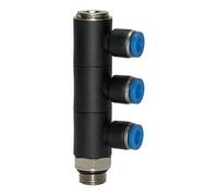 Distributore multiplo L » serie blu «, triplo, girevole, G 1/2 a., per Schl.-Außen-Ø 12 mm, dr. lavoro Max. 15 bar, plastica/MS vern.