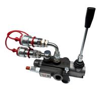 Distributore oleodinamico per trattore 1 leva doppio effetto 3/8" 45 Litri 300 bar completo di innesti rapidi, tappi rossi e viti di fissaggio