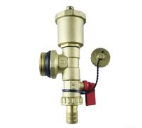 Distributore per riscaldamento in ottone massiccio G1 con valvola di sfiato integrata e valvola di scarico, DN25 PN1.0 fino a 120 °C, per riscaldamento a pavimento e sistemi di acqua calda in edifici