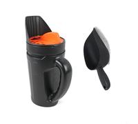 Distributore portatile per spargitore di fertilizzante da giardino e prato, con flusso regolabile, per saliera e ghiaccio, in plastica ecologica, strumento per semina (arancione con cazzuola)