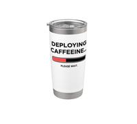 Distribuzione di caffeina Si prega di attendere divertenti amanti del caffè Bicchiere termico in acciaio inox doppia parete