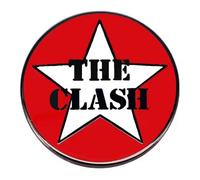 Distrigeek Pin Clash Logo in Metallo Rotondo Rosso Bianco Spilla Spilla Gruppo Musica Punk Rock Inglese Pin's per Uomo o Donna Idea Regalo 3cm Accessorio Decorazione Borsa Giacca Jeans