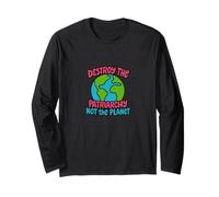 Distruggi il Patriarcato non il pianeta Retro Design Maglia a Manica