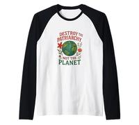 Distruggi il Patriarcato non il pianeta Retro Design Maglia con Maniche Raglan