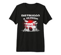 Distruggo Il Silenzio Batterista Batteria Heavy Metal Maglietta Premium