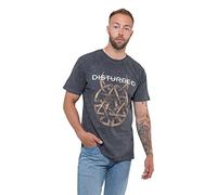 Disturbed T Shirt Riveted Band Logo Nuovo Ufficiale Uomo Mineral Wash Charcoal Size XXL