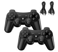 Diswoe Controller per PS3, confezione da 2 controller wireless con Dual Shock, Bluetooth, Reargable Remote Gamepad Joystick con 2 cavi di ricarica