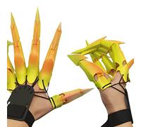 Dita articolate Halloween indossabili per le mani con scheletro 3D adattabili per tutte le dita per feste in maschera (giallo, destro)