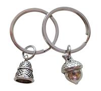 Ditale & Acorn Keychain - Set di Peter Pan Kiss; Couples Keychain set