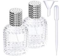 DITK-U 2 flaconi per profumo da 30 ml, ricaricabili, in vetro, vuoti, per profumo, ananas, per donne o ragazze (tappo argento + imbuto + gocciolatore)