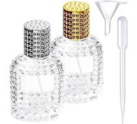 DITK-U 2 flaconi per profumo da 50 ml, ricaricabili, in vetro, vuoti, per profumo, ananas, per donne o ragazze (tappo argento+oro+imbuto+contagocce)