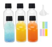 DITK-U 6 mini bottiglie di vetro da 60 ml, piccole bottiglie da riempire, piccole bottiglie con imbuto ed etichette, perfette per zenzero, liquori e altre bevande