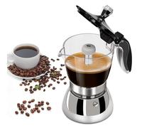 DITOSH 4 Tazze Moka Pot Trasparente Moka Pot in Acciaio Inox non Rivestito Stovetop Espresso Maker Italiano Caffettiere Moka Greca Macchina Cafe Classic Fornelli a Induzione Casa Campeggio 200ml