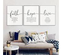 Dittelle Christian Quote Poster Versetto della Bibbia Stampa Artistica da Parete Fede Speranza Amore Immagine Beige Tela Dipinto Arredamento Camera da Letto Minimalista 60x90cm-3 Pezzi Senza Cornice