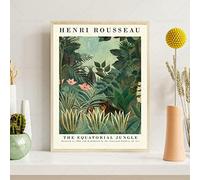 Dittelle Henri Rousseau Il Sogno Stampe Foresta Verde Dipinti Botanici Tigre Poster su Tela Immagini da Parete per Soggiorno Decor13,8" x19,6(35x50 cm) Senza Cornice