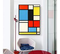 Dittelle Piet Cornelies Mondrian Arte Classica Geometria Linea Rosso Blu Giallo Composizione Stampa su Tela Pittura Poster Decorazioni per la casa 35x50 cm Senza Cornice