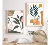 Dittelle Quadri e stampe su tela moderni di Morandi con piante tropicali colorate, perfetti per decorare la camera da letto e la casa (60x80 cm/2 pezzi senza cornice).
