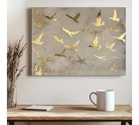 Dittelle Quadri su tela moderni con uccelli dorati in volo, poster classici e moderni per l'arredamento del soggiorno (30x45 cm/senza cornice)