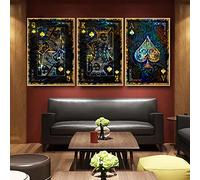 Dittelle Quadro su tela Asso di picche Card Poker Jack Queen and King Poster Retro Wall Art per Cafe Bar Scacchi Room Decor 19.6"x 27.5"(50x70cm) x3 Senza cornice