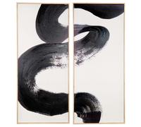 Dittico in bianco e nero, stampato e dipinto su tela, 70x80 cm