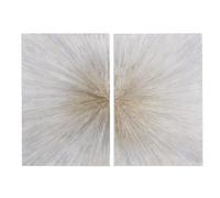 Dittico in tela bianca, oro e beige, 160x120 cm