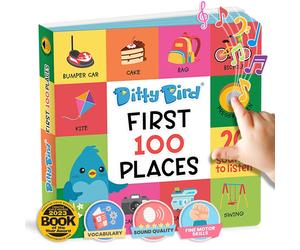 Ditty Bird First 100 Places Interactive Sound Book for Toddle (Libro di cartone)